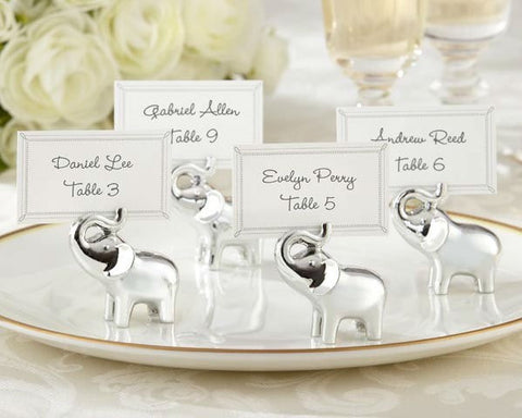 Free Shipping Silver Baby Elephant Place Card Holders Wedding Decoration Party Supplies (Set of 8) - Merrygo
