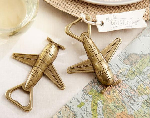 Wedding Favors And Gifts -"Let the Adventure Begin" Airplane Bottle Opener - Merrygo